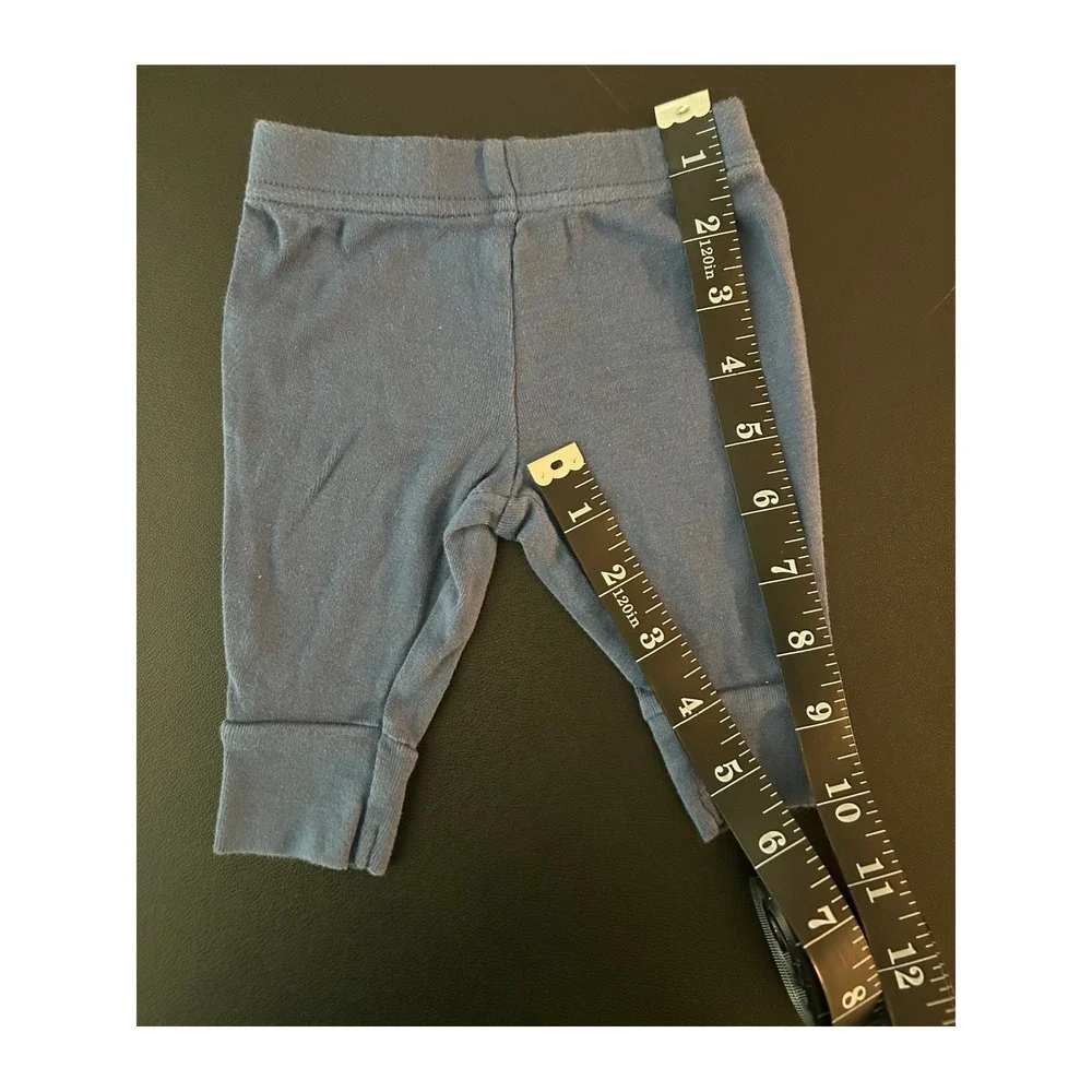 Carters Child of Mine Blue Baby Pants 0-3 Months Cotton Knit Leggings (1296)